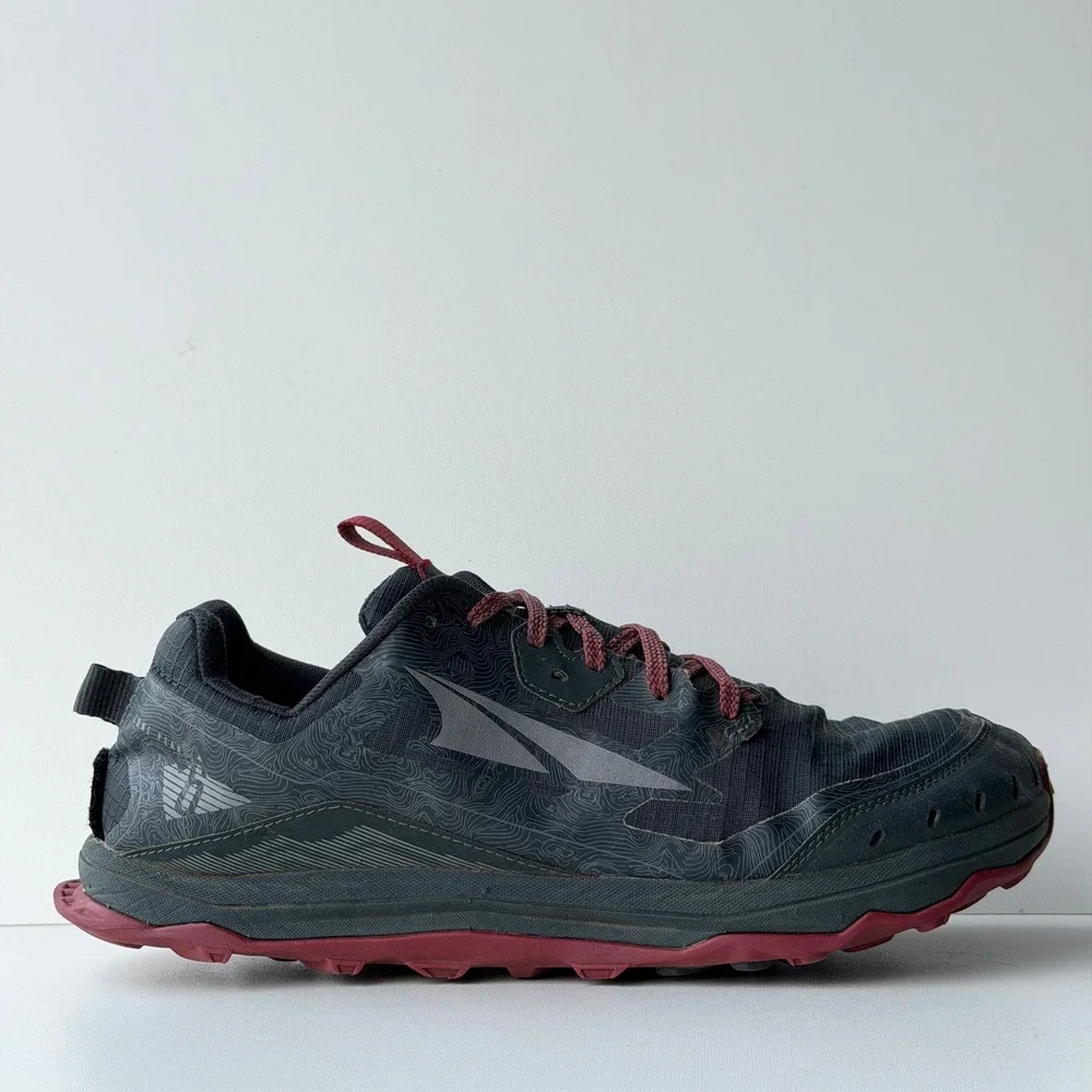 Altra Lone Peak 6 Trail Running Shoes Mens 10.5 Charcoal Red Low Top Hiking